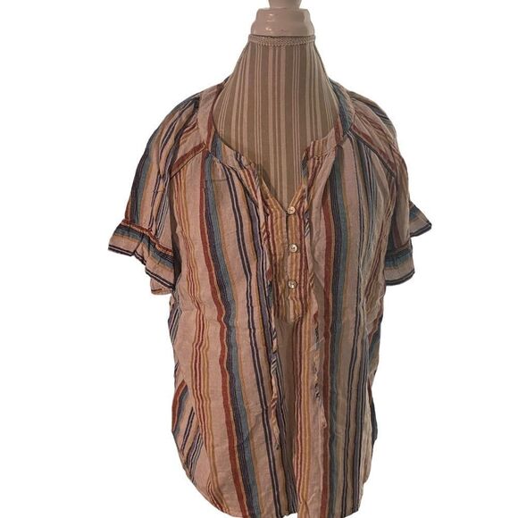 Ava James size 1X striped blouse excellent condition - Picture 1 of 2